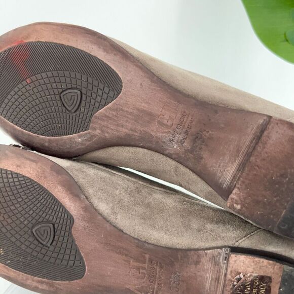 AGL Italy Women's Ballet Flats Size 36.5 Cap Toe Soft Brown Leather Slip On Shoe - Picture 12 of 15